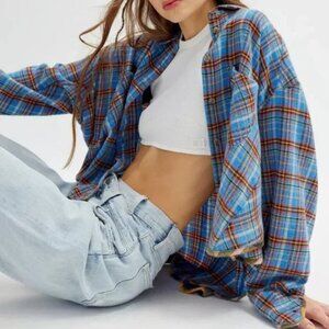 BDG Urban Outfitters Karl Slouchy Flannel Button Down Shirt Sz M Oversized Plaid